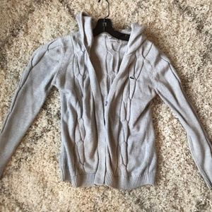 LACOSTE hooded cable knit cardigan